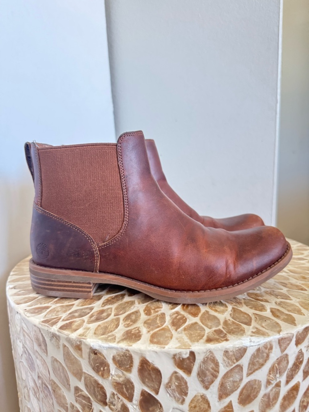 Timberland Magby Chelsea Ankle Leather Boots in Cognac Brown size 8 - Picture 5 of 11